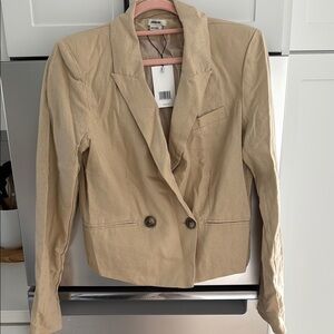 Jason Wu linen blend Tan Double-Breasted Women's Blazer size Large